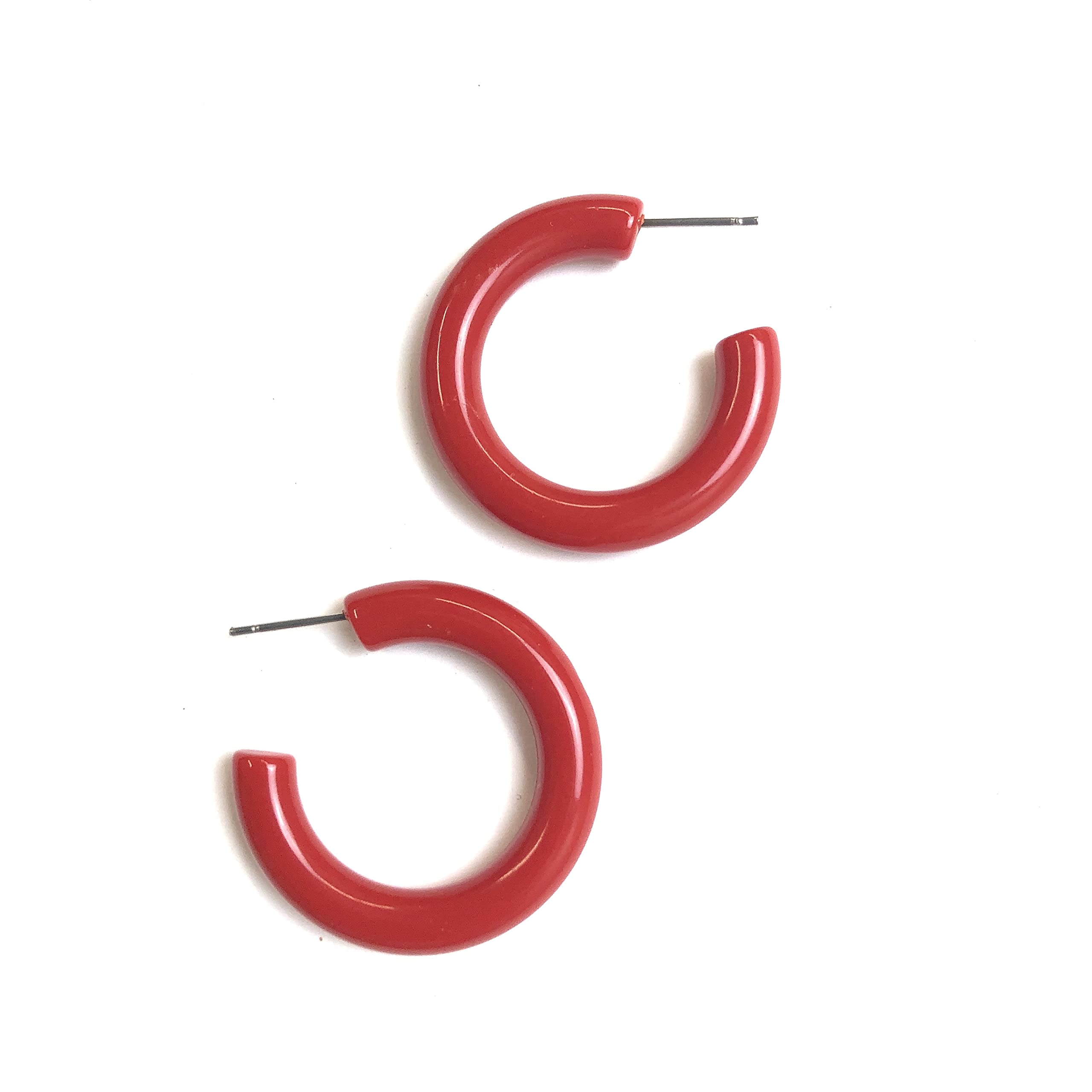 Algopix Similar Product 13 - Fire Engine Red Hoop Earrings  Vintage