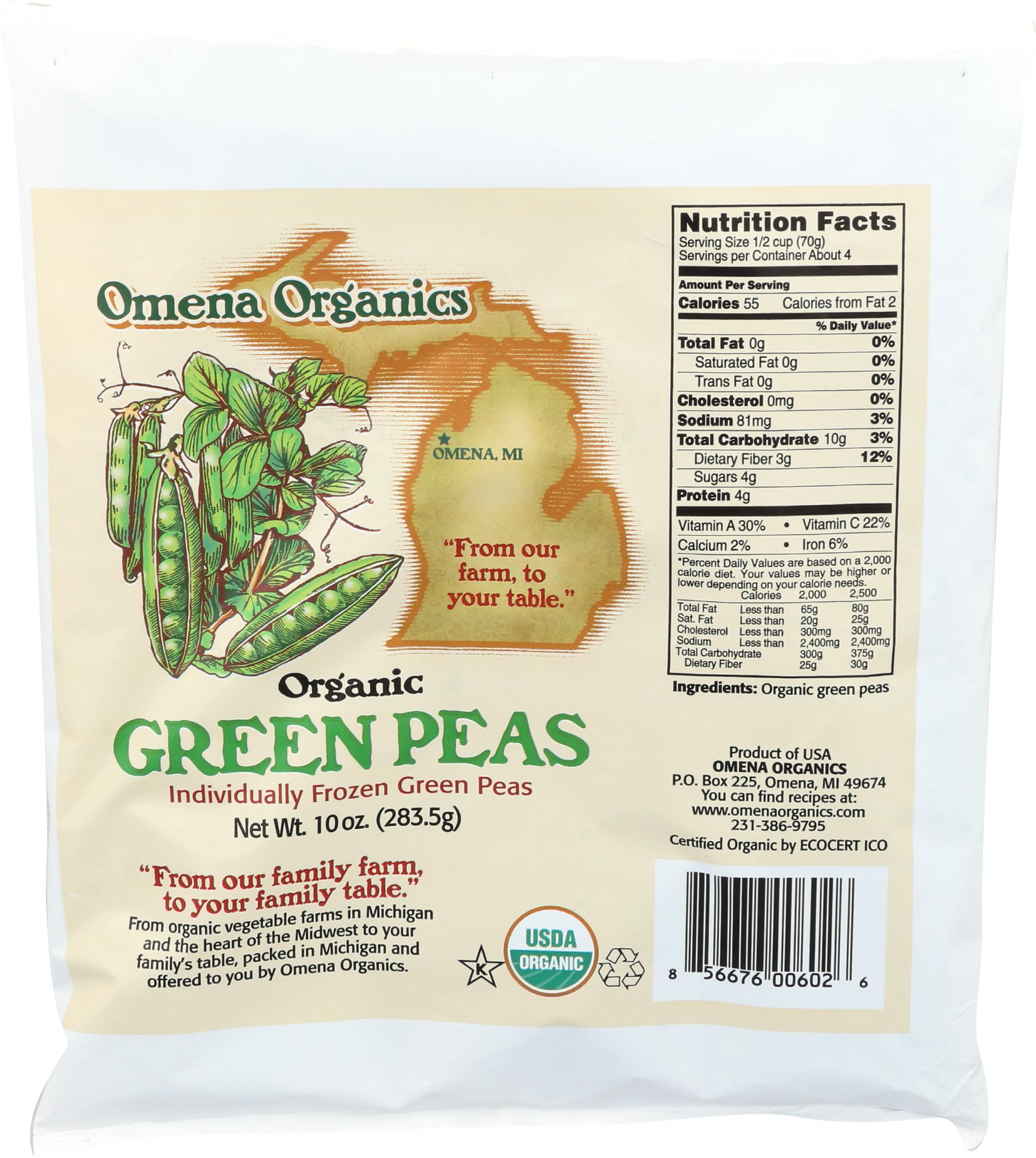 Algopix Similar Product 4 - OMENA ORGANICS Organic Green Peas, 10 OZ