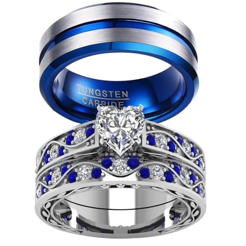Algopix Similar Product 4 - LOVERSRING Couple Ring Bridal Sets His