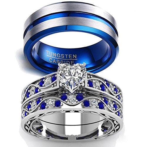 Algopix Similar Product 19 - LOVERSRING Couple Ring Bridal Sets His