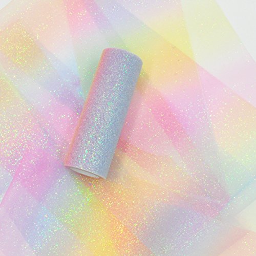 Algopix Similar Product 14 - NICROLANDEE Rainbow Glitter Tulle Rolls