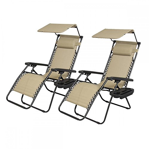 Algopix Similar Product 5 - Zero Gravity Chairs 2 Set Lounge Patio