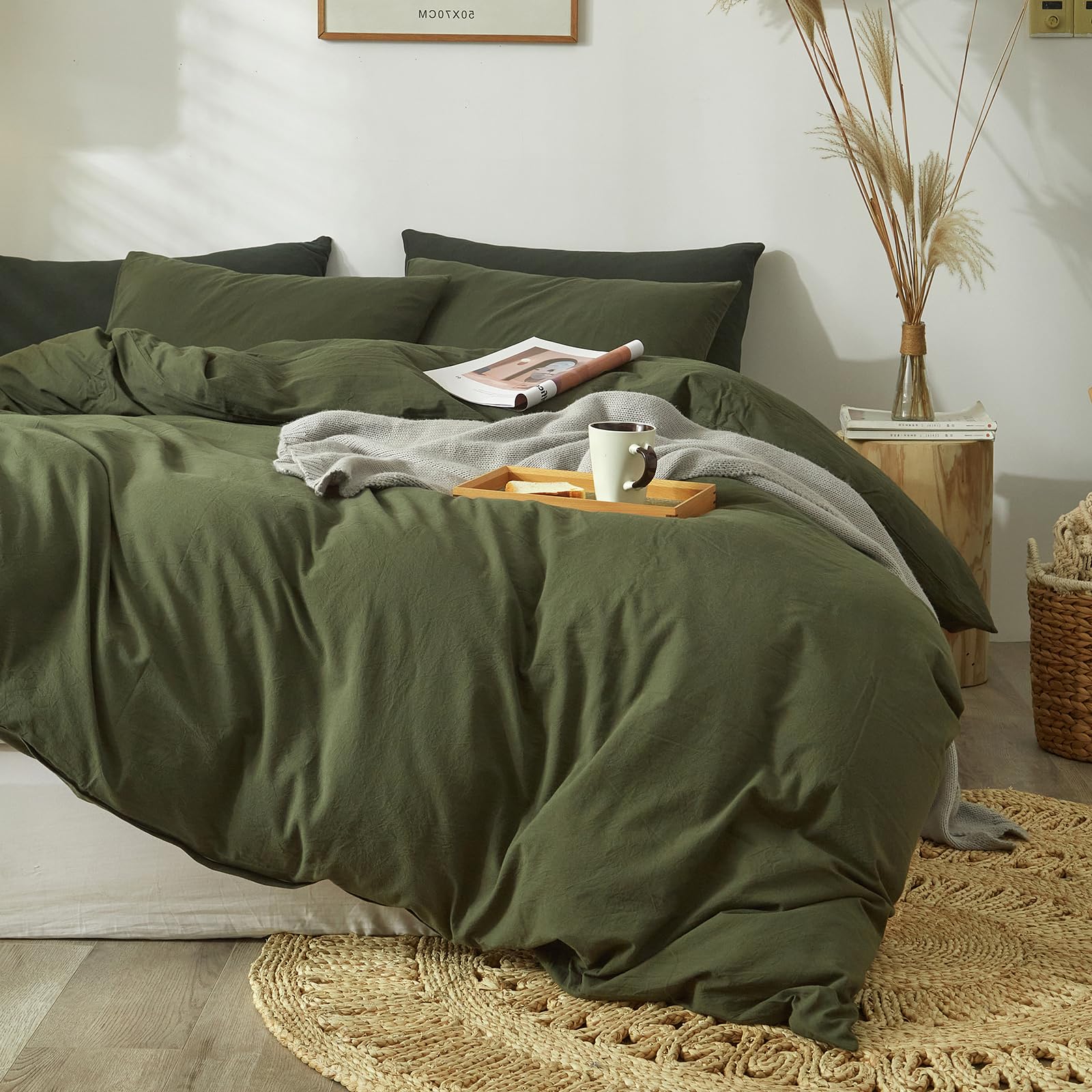 Algopix Similar Product 6 - mixinni Army Green Duvet Cover King