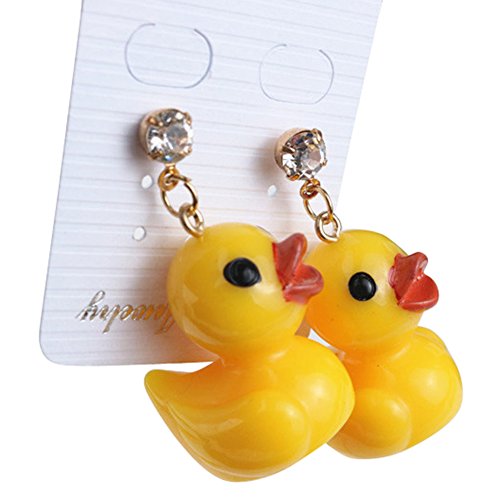 Algopix Similar Product 8 - Polytree Cute Yellow Duck Drop Earrings