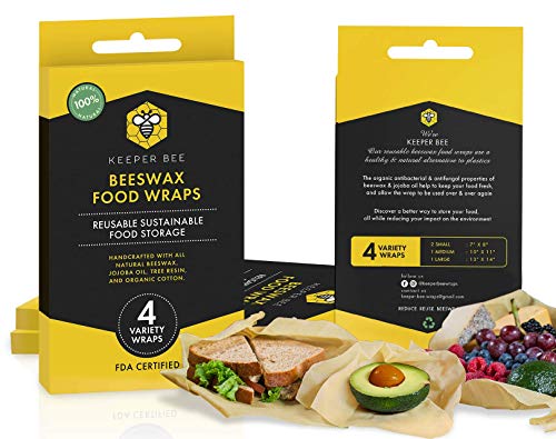 Algopix Similar Product 1 - Beeswax Food Wraps 4 Pack by Keeper