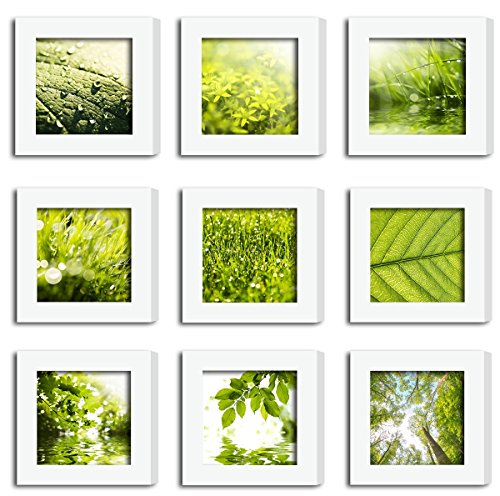 Algopix Similar Product 1 - 9Pcs 4x4 Real Glass Wood Frame White