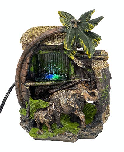 Algopix Similar Product 8 - Tabletop Water Fountain Elephants Near