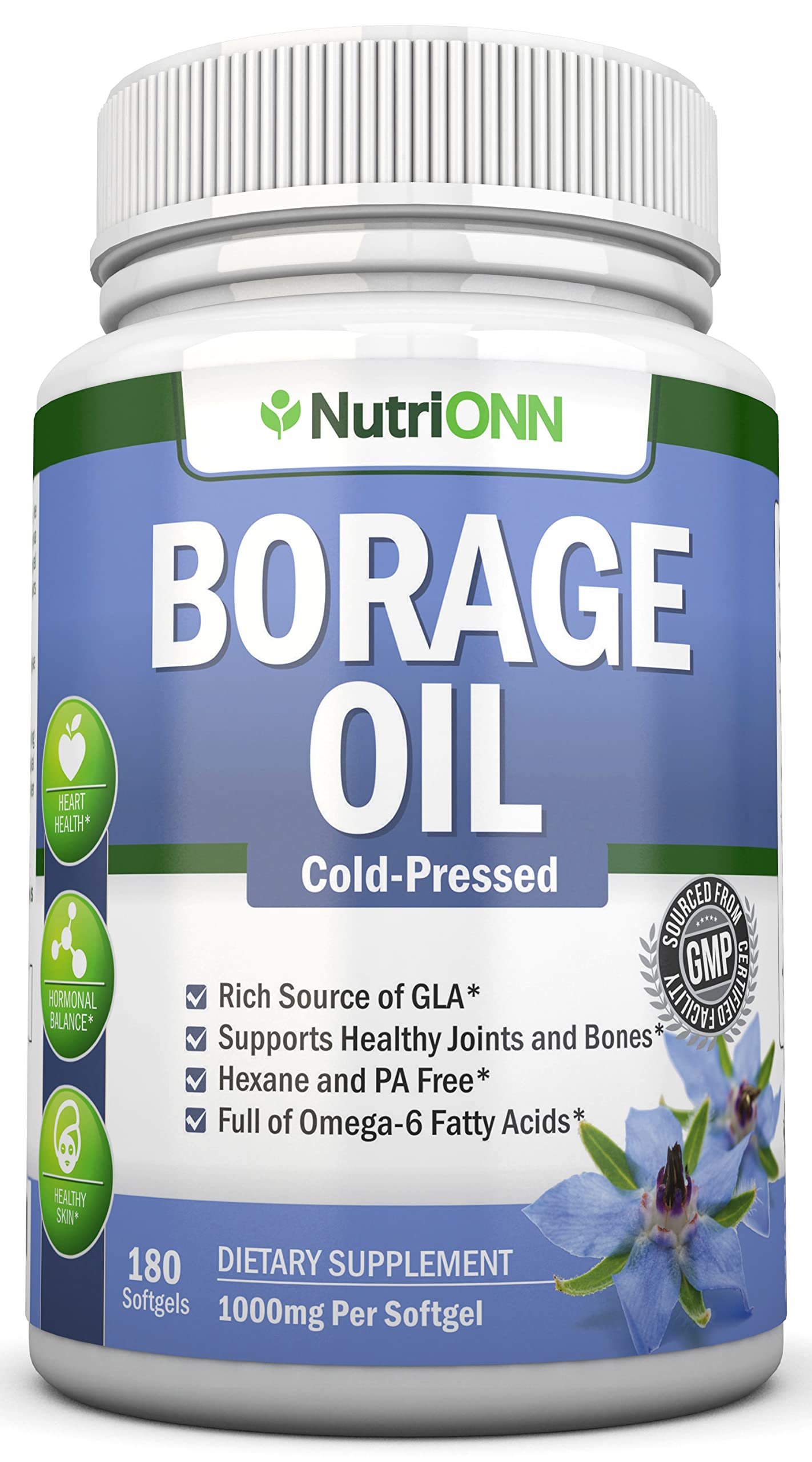 Algopix Similar Product 4 - NutriONN Borage Oil  1000 mg  180