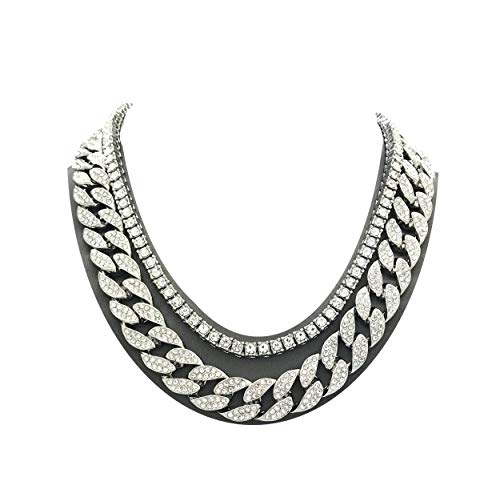 Algopix Similar Product 10 - Mens Iced Out Hip Hop Silver tone CZ