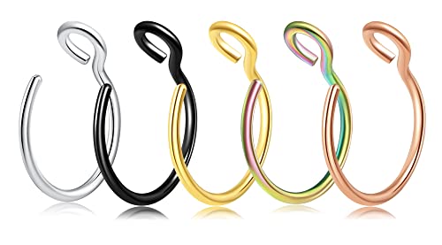 Algopix Similar Product 4 - VELCARE 5 Pcs Fake Nose Ring Nose Rings
