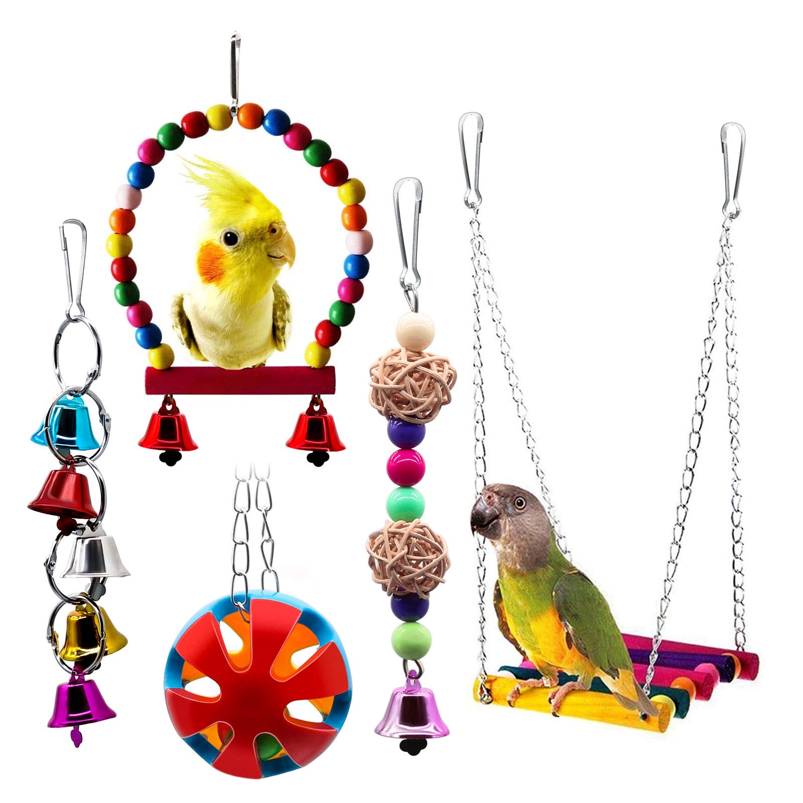 Algopix Similar Product 3 - BWOGUE Bird Swing Toys with Bells Pet