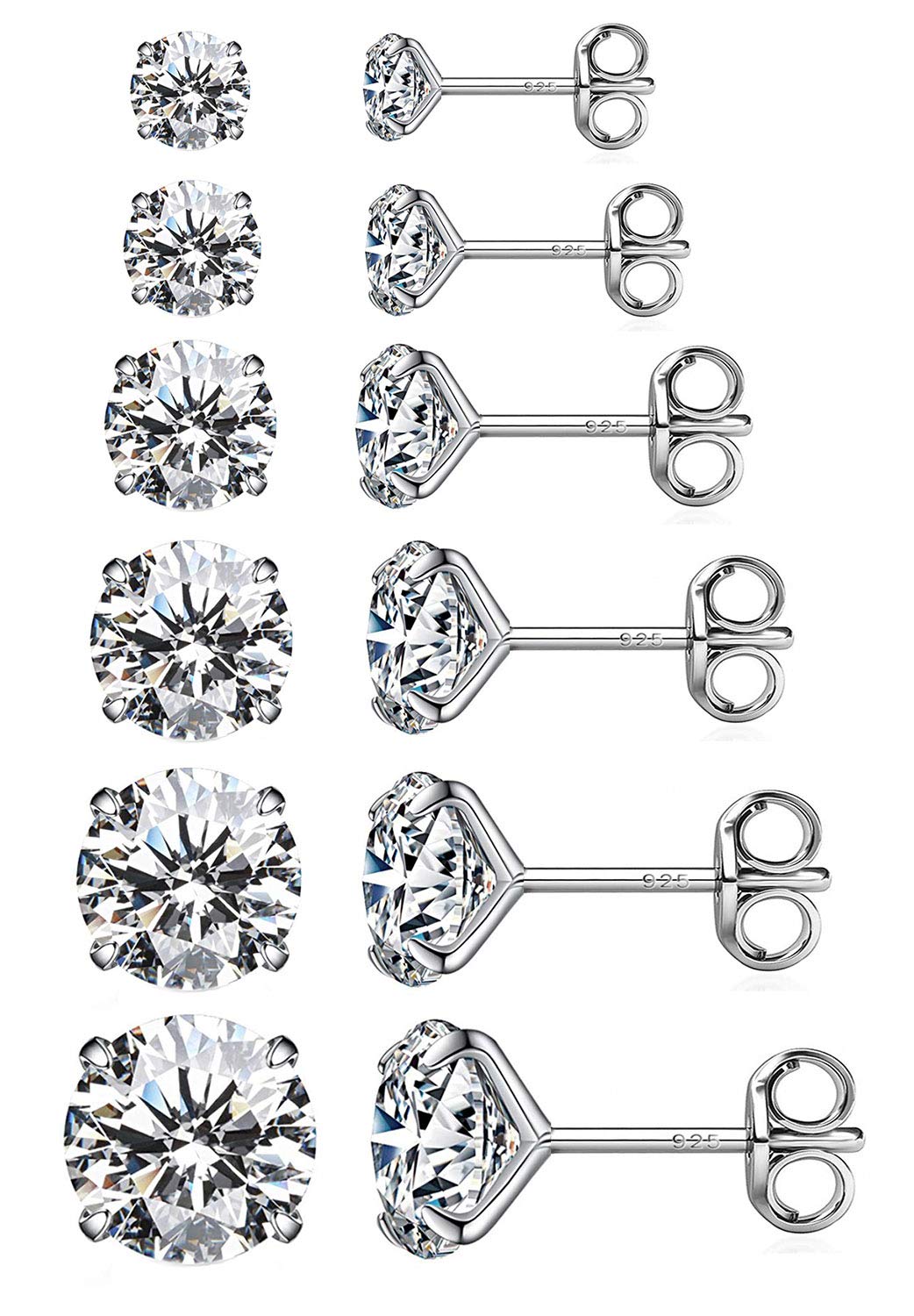Algopix Similar Product 13 - Women Stud Earrings 4 Pairs 18K White