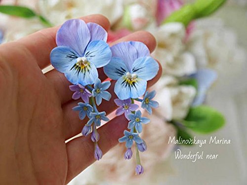 Algopix Similar Product 12 - pansy earrings Earrings with flower