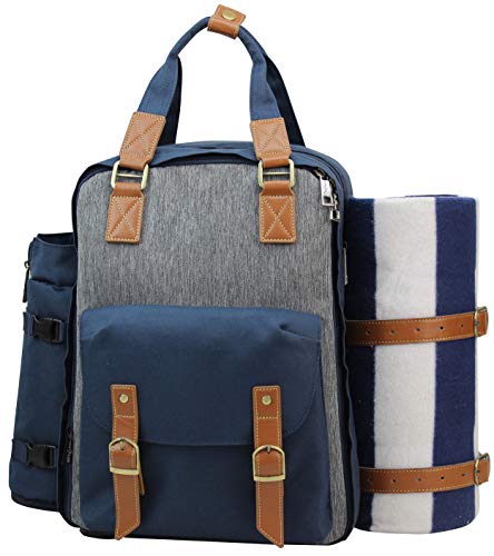 Algopix Similar Product 10 - Picnic Backpack for 4  Picnic Basket 
