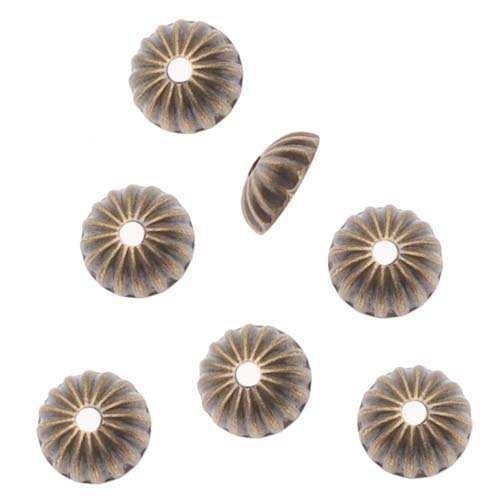 Algopix Similar Product 7 - Antiqued Brass Small Corrugated Bead