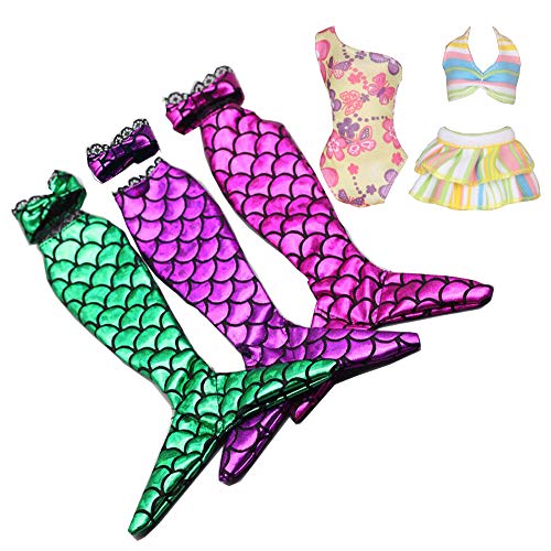 Algopix Similar Product 17 - Tanosy 5 Sets Doll Mermaid Swimsuits