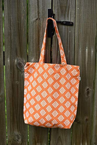 Algopix Similar Product 7 - Orange Retro Cotton Canvas Tote Market