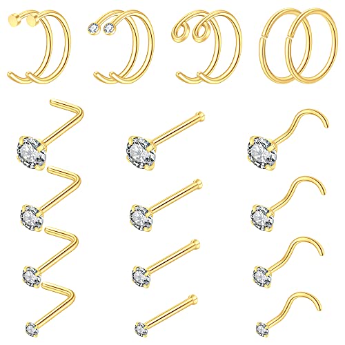 Algopix Similar Product 4 - 16pcs 20g Stainless Steel Nose Stud for