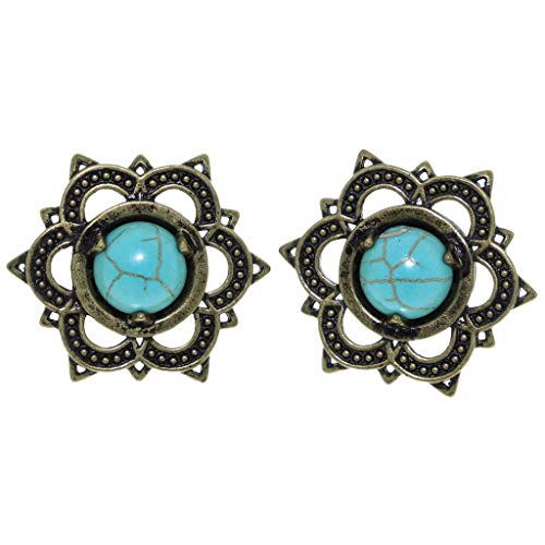 Algopix Similar Product 16 - 00g 10mm Brass Tribal Lotus Flower