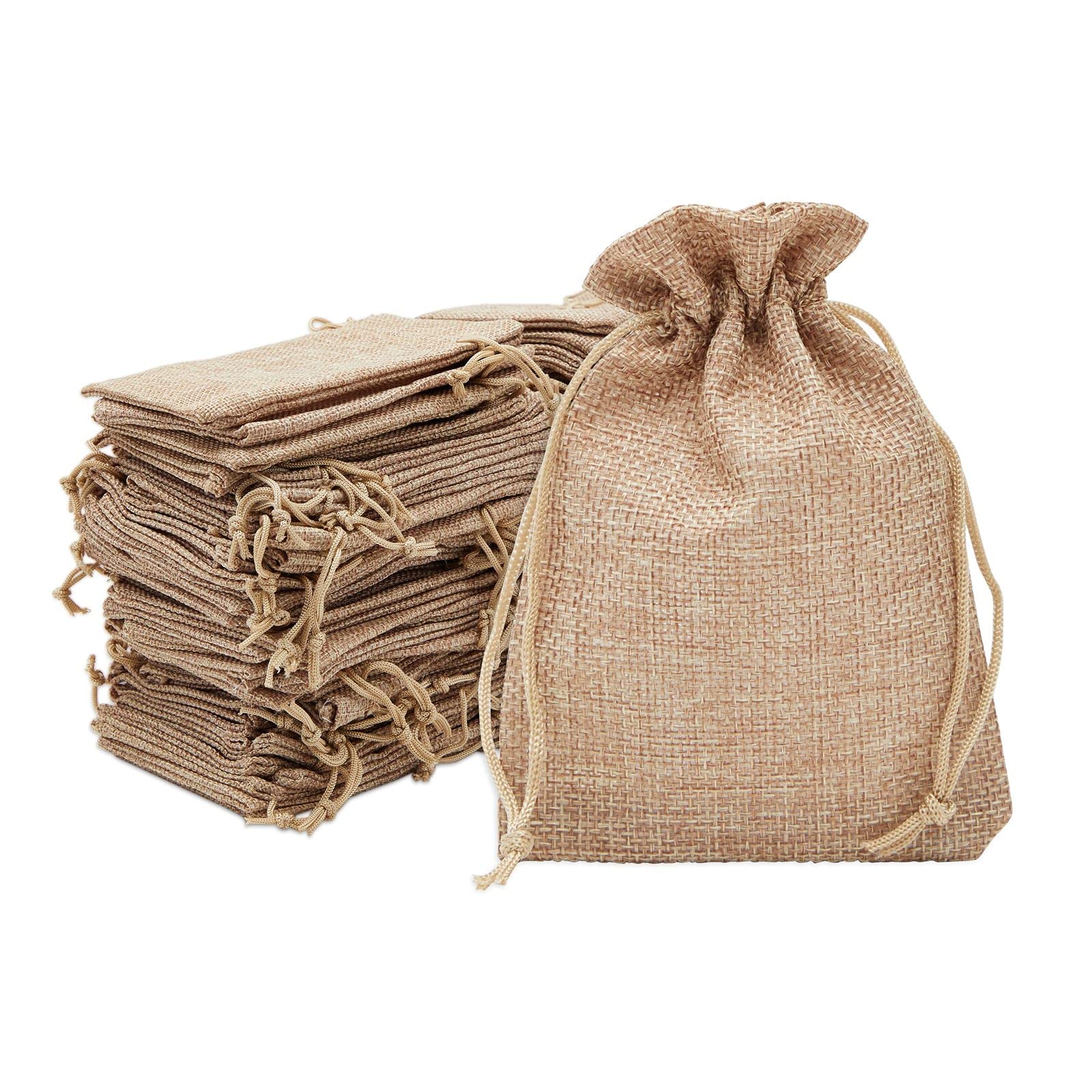 Algopix Similar Product 1 - Juvale 100 Pack Burlap Drawstring Pouch