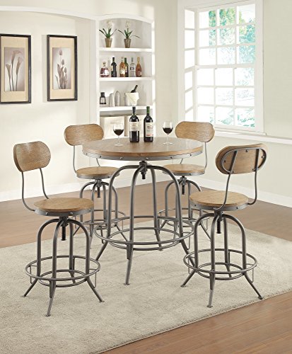 Algopix Similar Product 1 - Benjara Wooden Top Round Bar Table
