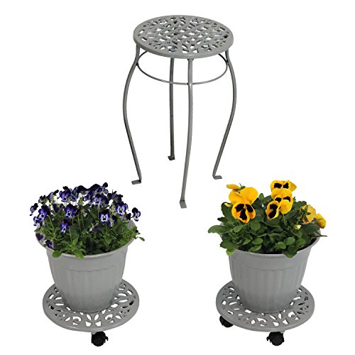 Algopix Similar Product 6 - Sunnydaze 5Piece Cast Iron Planter