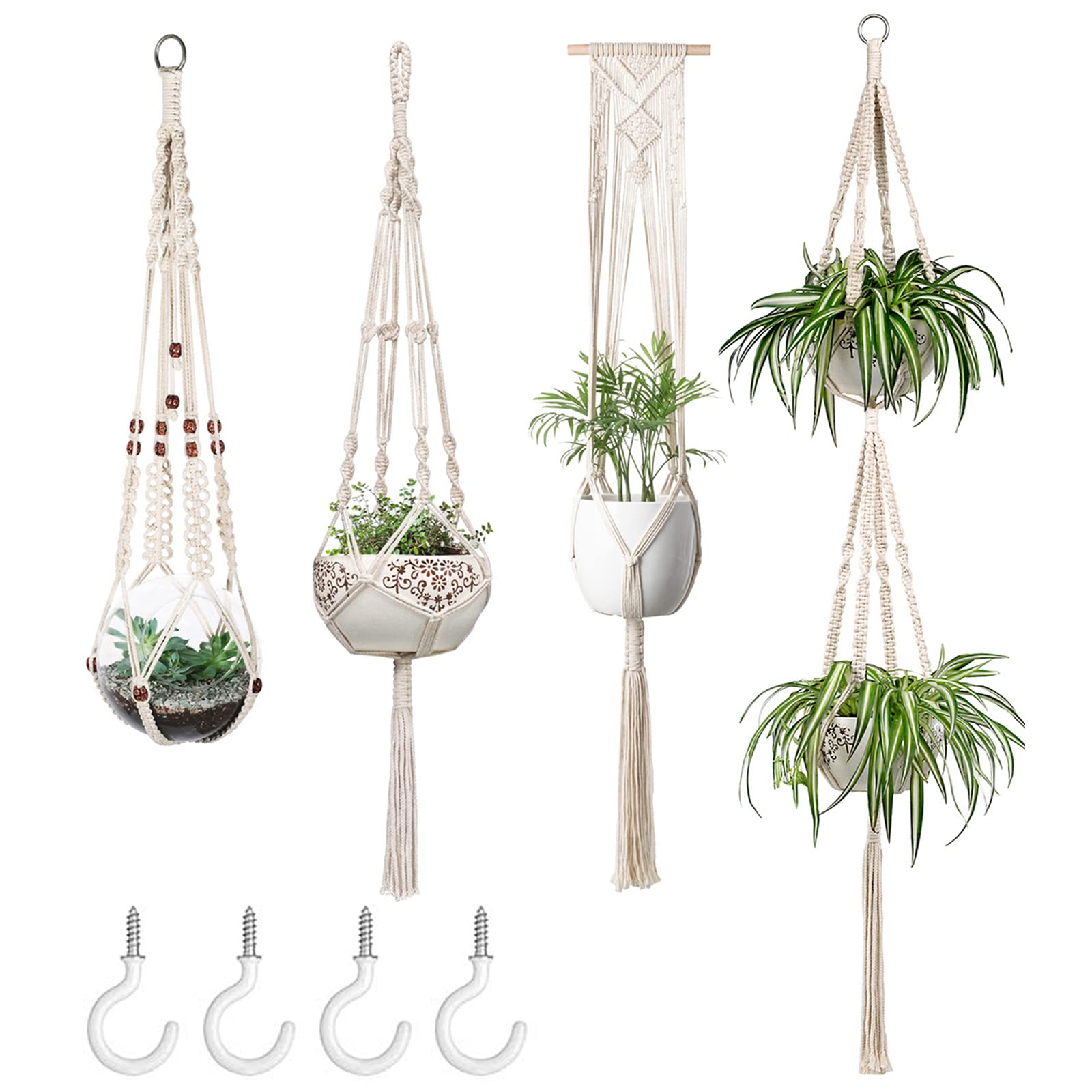 Algopix Similar Product 1 - Mkono Macrame Plant Hangers Set of 4