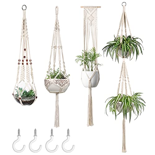 Algopix Similar Product 17 - Mkono Macrame Plant Hangers Set of 4