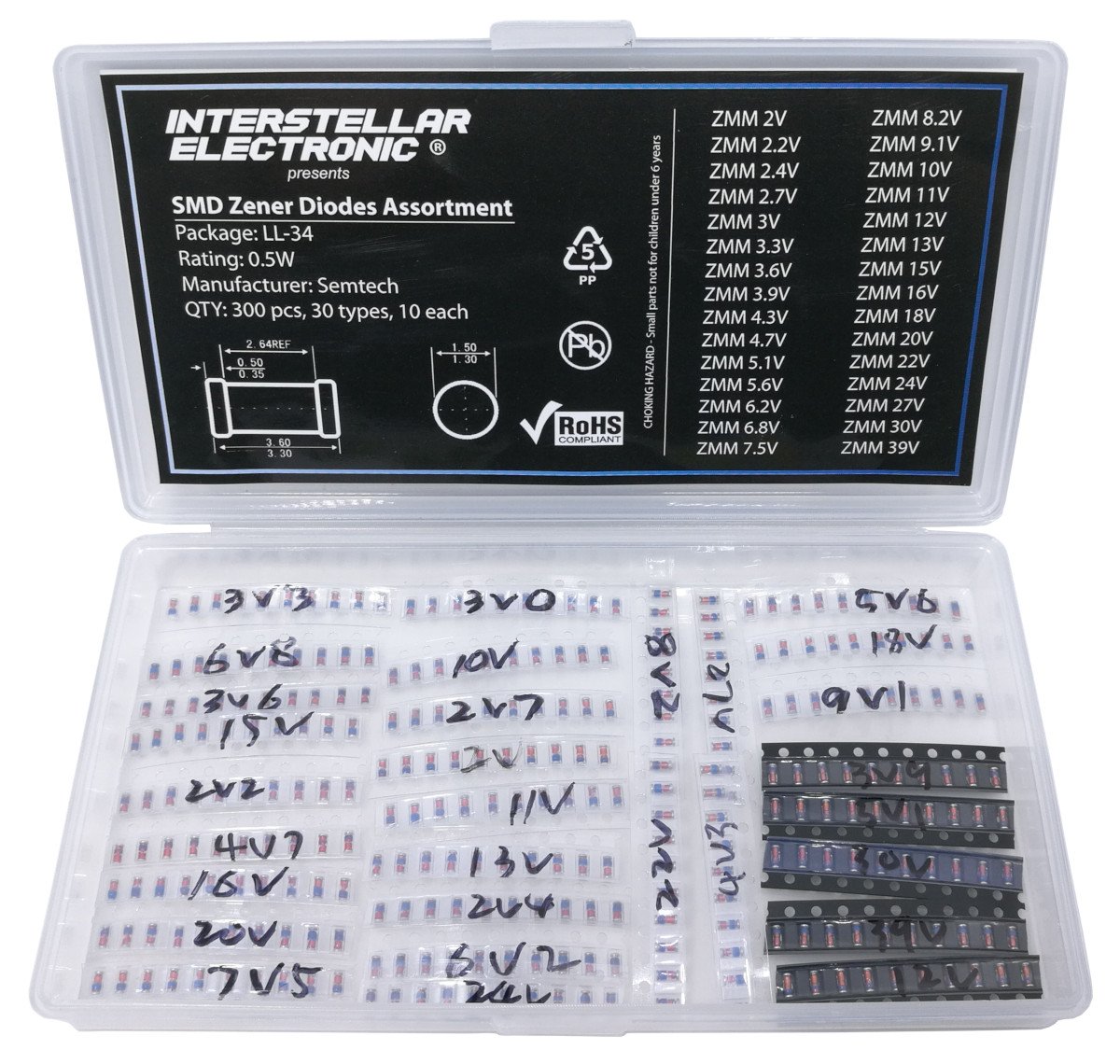 Algopix Similar Product 20 - SMD Zener Diodes Assortment 05W LL34