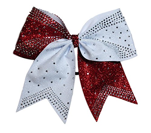Algopix Similar Product 19 - Glitter Cheer Bow Red and White with