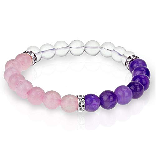 Algopix Similar Product 17 - Rose Quartz Amethyst Crystal Bracelet