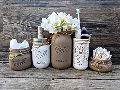 Algopix Similar Product 2 - 5 Piece Mason Jar Bathroom Set With