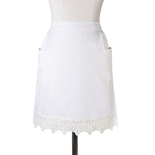Algopix Similar Product 13 - HOMCOS White Half Aprons Lace Victorian