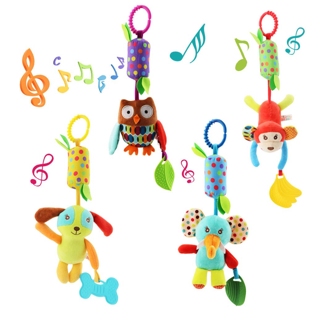 Algopix Similar Product 15 - Joyshare 4 PCS Baby Soft Hanging Rattle