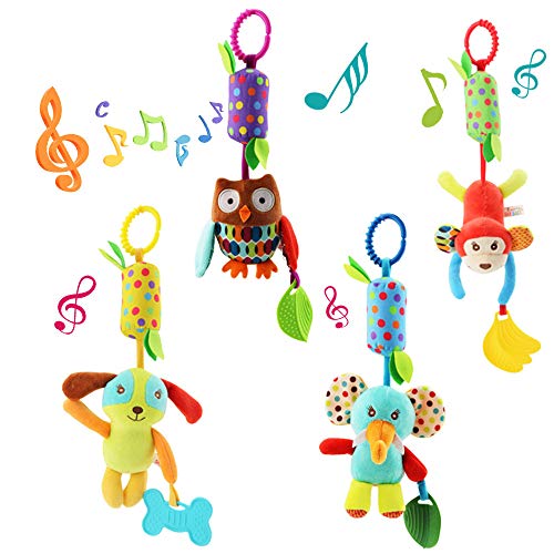 Algopix Similar Product 10 - Joyshare 4 PCS Baby Soft Hanging Rattle
