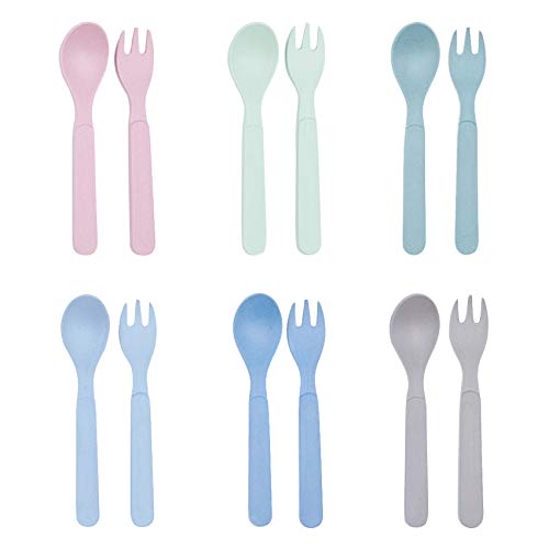 Algopix Similar Product 9 - 12pcs Bamboo Kids Spoons  Forks for