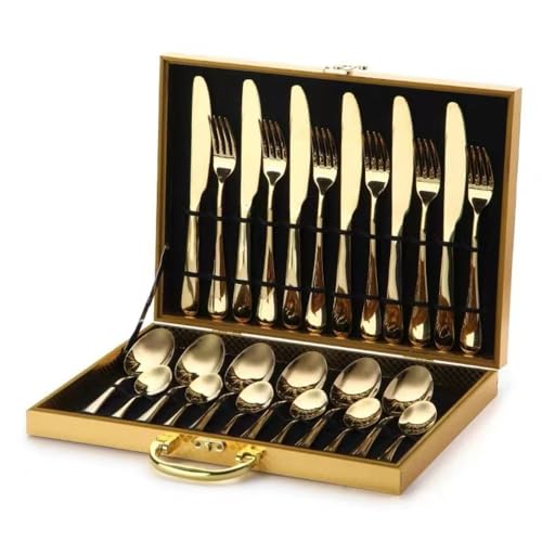 Algopix Similar Product 11 - Gold Silverware Flatware Cutlery