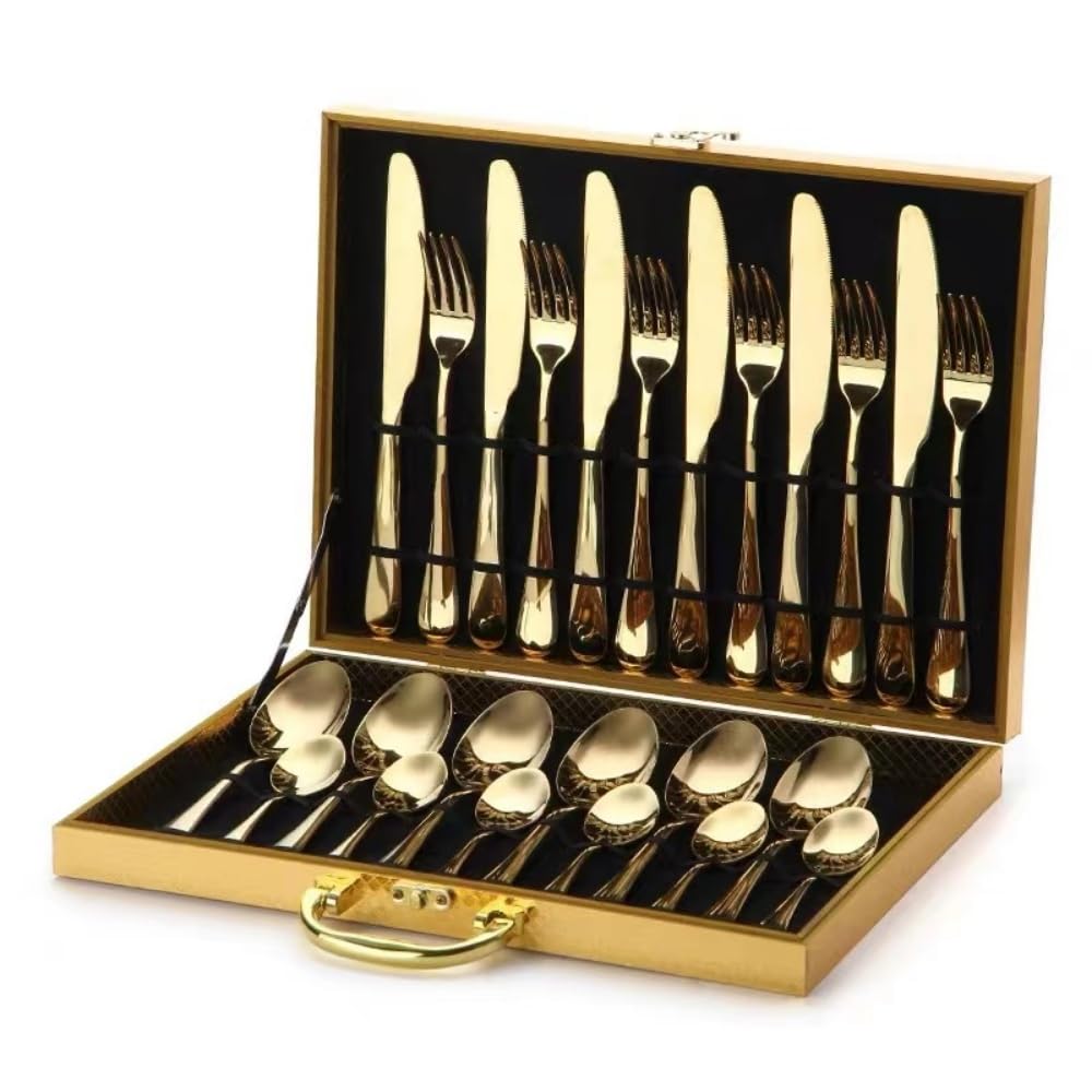 Algopix Similar Product 10 - Gold Silverware Flatware Cutlery