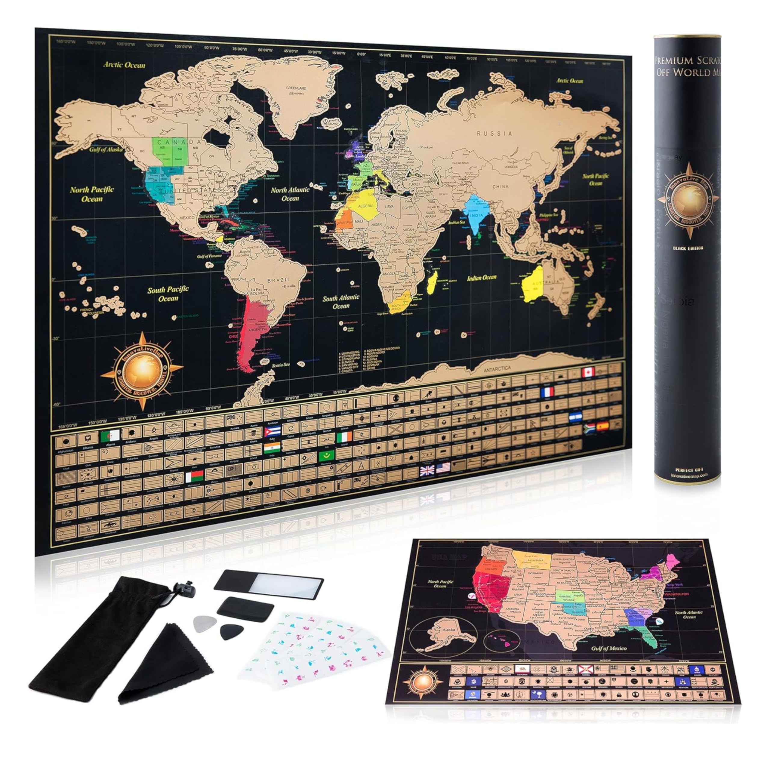 Algopix Similar Product 6 - InnovativeMap Scratch Off World Map
