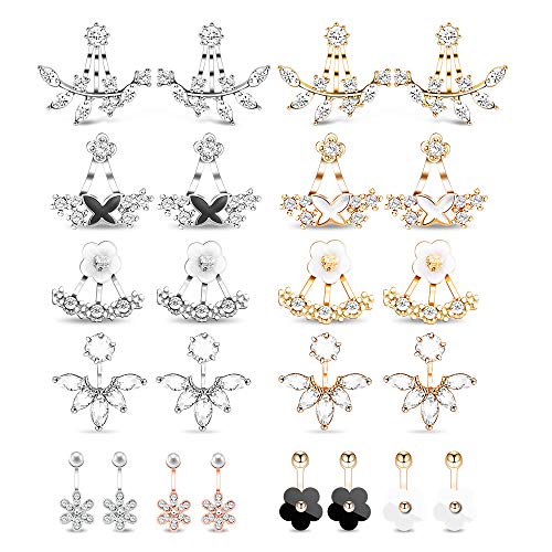 Algopix Similar Product 9 - 12 Pairs Fashion Silver Plated Leaf