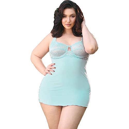 Algopix Similar Product 13 - Plus Size Sweet Pea Chemise Set Aqua