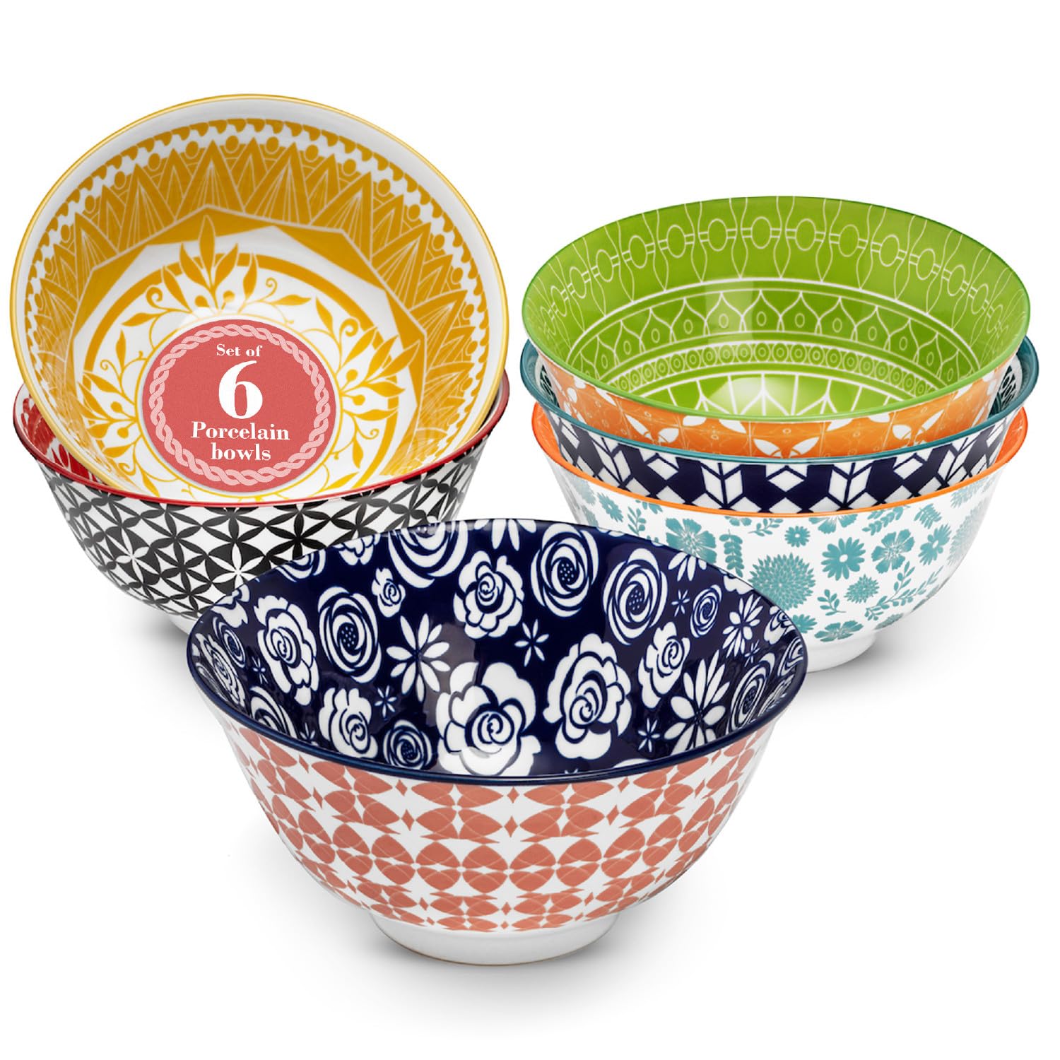 Algopix Similar Product 15 - Annovero Deep Cereal Bowls Set Of 6