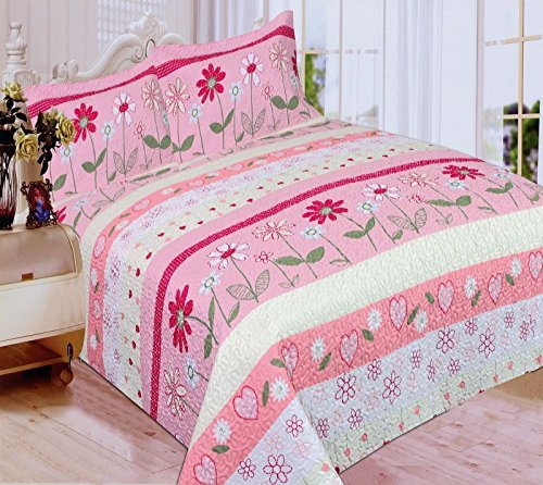 Algopix Similar Product 14 - Bedspread Set for GirlsTeens Flowers