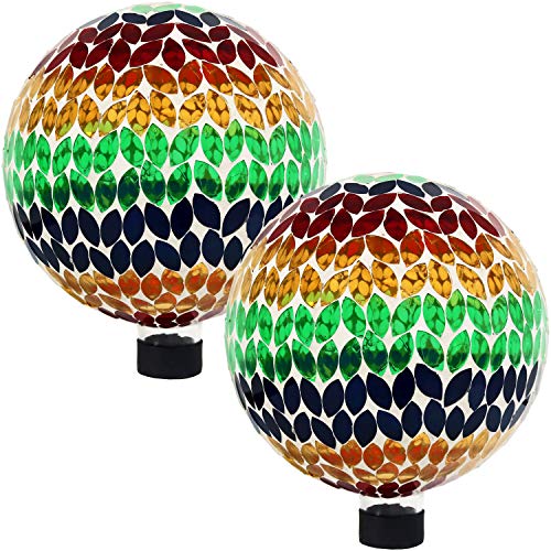 Algopix Similar Product 18 - Sunnydaze Mosaic Gazing Globe Glass
