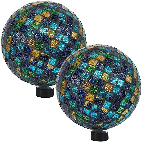 Algopix Similar Product 15 - Sunnydaze Mosaic Gazing Globe Glass