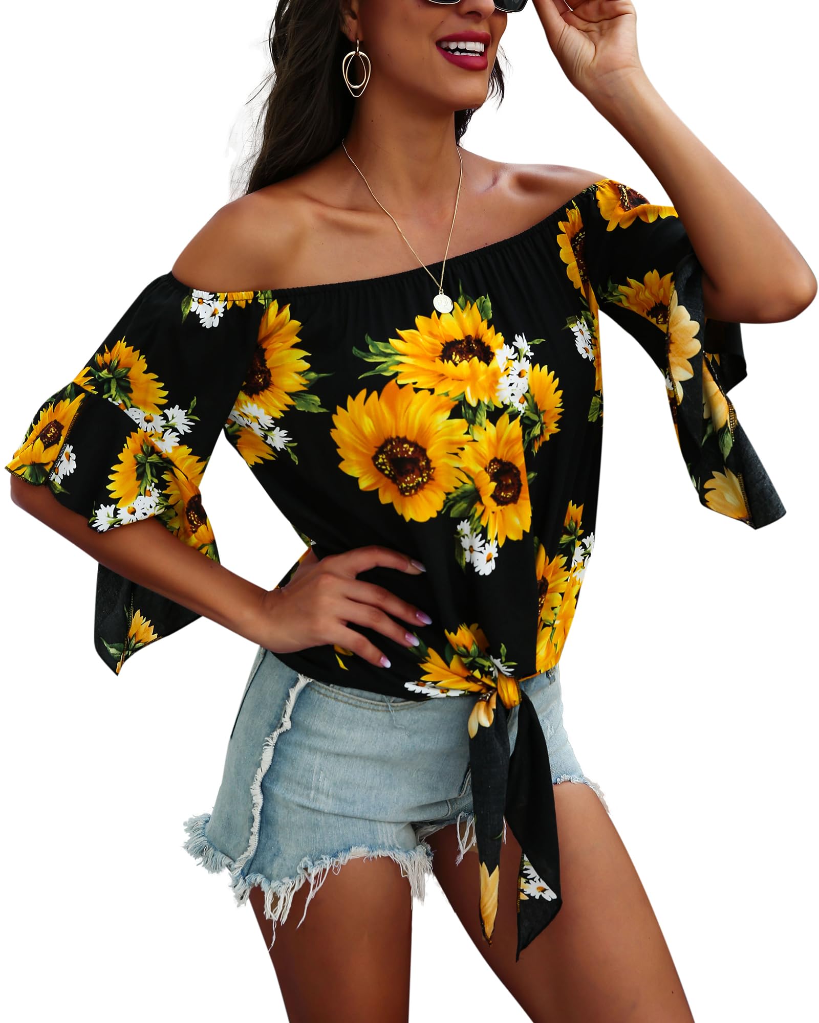 Algopix Similar Product 3 - Hibluco Womens Fashion Off Shoulder