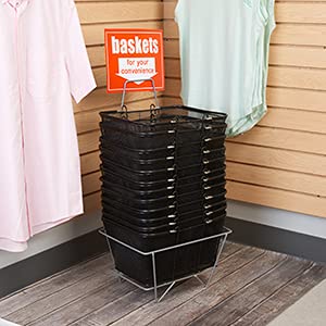 Algopix Similar Product 9 - Black Metal Shopping Baskets with Stand