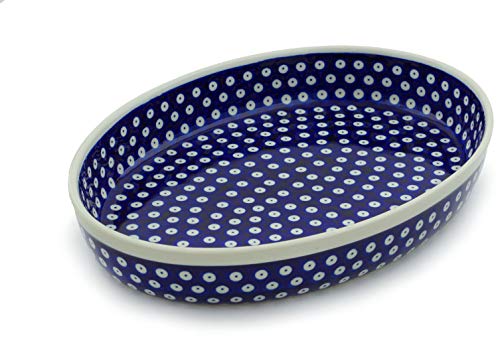 Algopix Similar Product 20 - Polish Pottery 14inch Oval Baker Blue