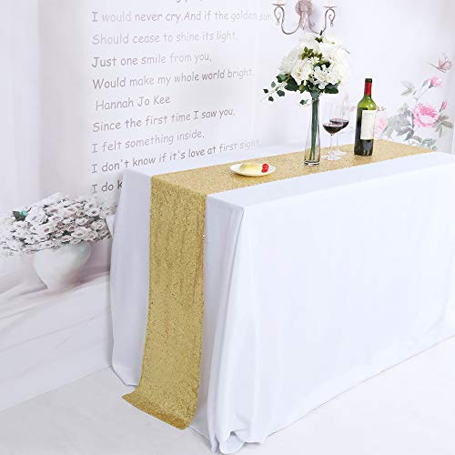 Algopix Similar Product 2 - TRLYC Gold Sequin Table Runners 12x
