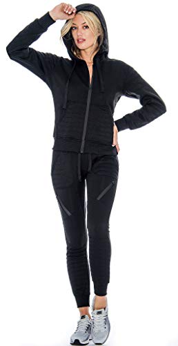 Algopix Similar Product 8 - 9 Crowns Womens Slim FIt Moto Tracksuit